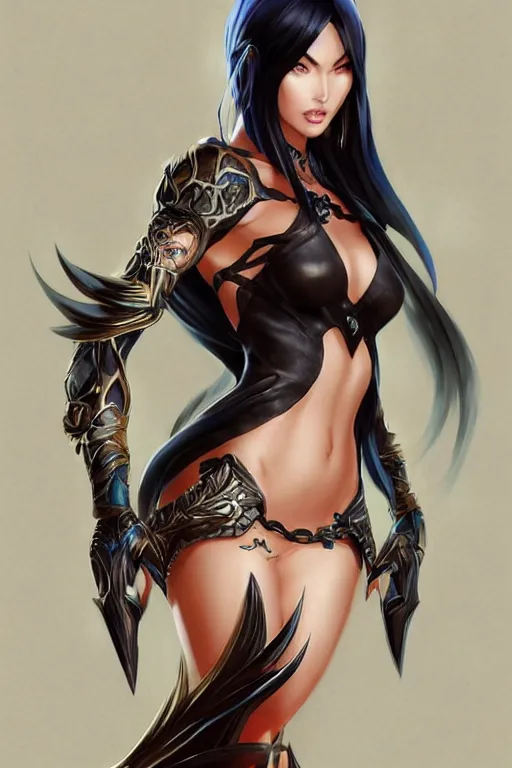 Image similar to Megan Fox in a blade and soul spinoff artbook rendered by the artist Taran Fiddler, Joe Madureira, Nadezhda Tikhomirova, Jiyun Chae, Lê Long, trending on Artstation by Hyung Tae Kim, artbook, Stanley Artgerm Lau, WLOP, Rossdraws , James Gurney