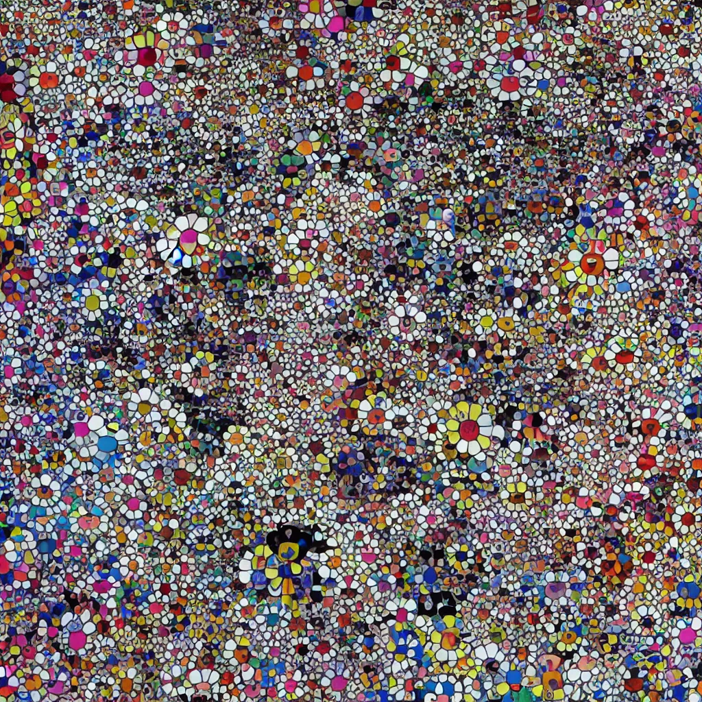 Image similar to camouflage made of love, takashi murakami artwork, abstract, rei kawakubo artwork, cryptic, stipple, lines, splotch, color tearing, pitch bending, lines, blotches, color splotches, dark, ominous, abstract, minimal, points, technical, painting