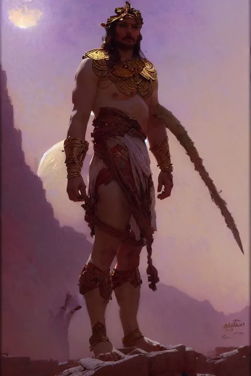 Image similar to god of moon, male character design, painting by gaston bussiere, craig mullins, greg rutkowski, alphonse mucha, trending on artstation