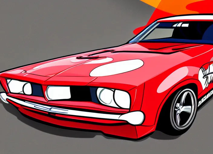 Prompt: cartoon muscle car