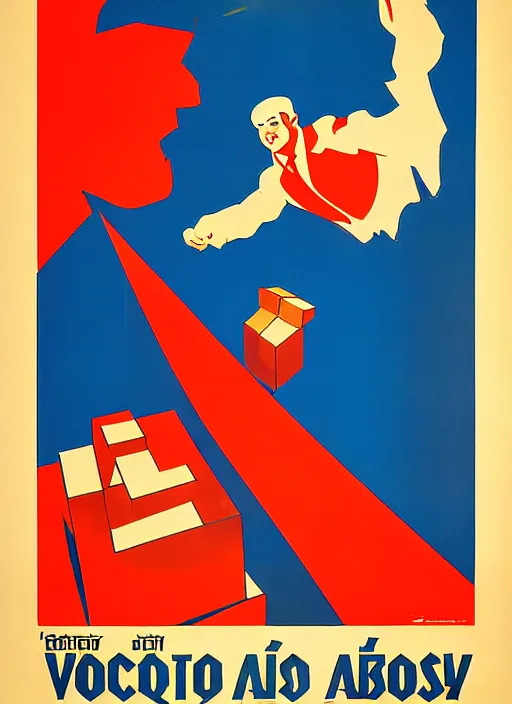 Image similar to soviet propaganda poster of phrase'avoid all boxes ', socialist realism. by alexander zelensky, viktor deni, havrylo pustoviyt