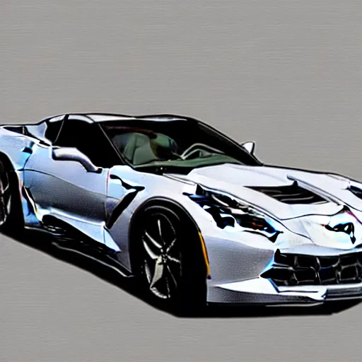 Image similar to portrait of a corvette champagne hybrid, digital art