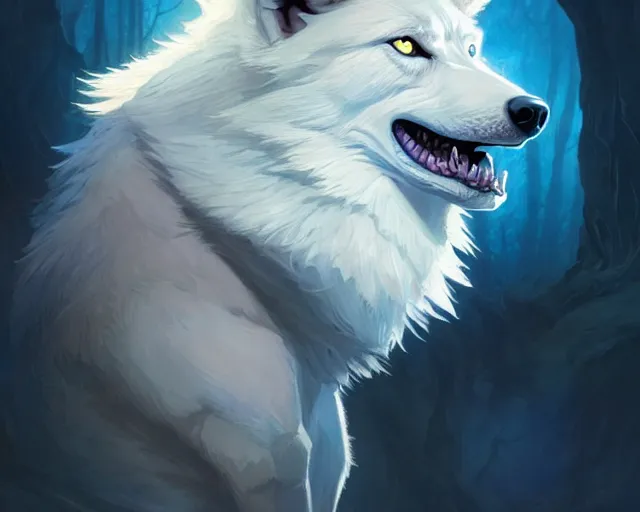 blue eyed white wolf drawing