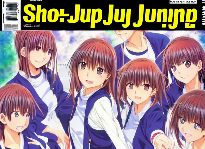 Prompt: ; weekly shonen jump issue 1 4, cover, 1 9 9 5 clannad shuffle toheart event'anime illustration japanese very very beautiful cute girls doing cute things trending on artstation pixiv makoto shinkai smiling super detailed eyes eyebrowless symmetry face visual novel hairpin star