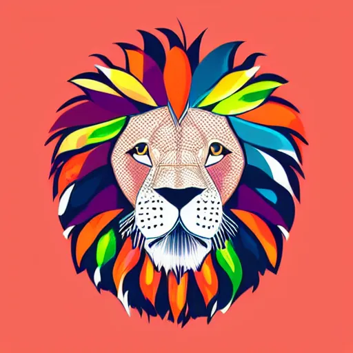 Image similar to full body portrait Lion htly, Anthropomorphic, highly detailed, colorful, illustration, smooth and clean vector curves, no jagged lines, vector art, smooth