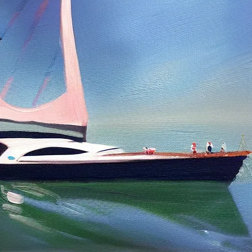 Image similar to viktor orban sailing a yacht, oil painting