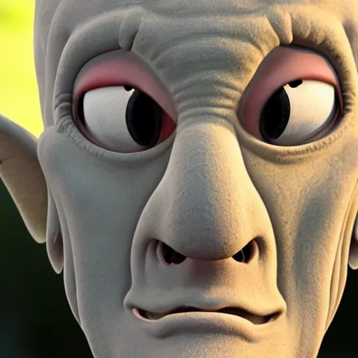 Image similar to squidward realistic skin 8k, detailed, high detailed, terrifying, eerie, deformed.