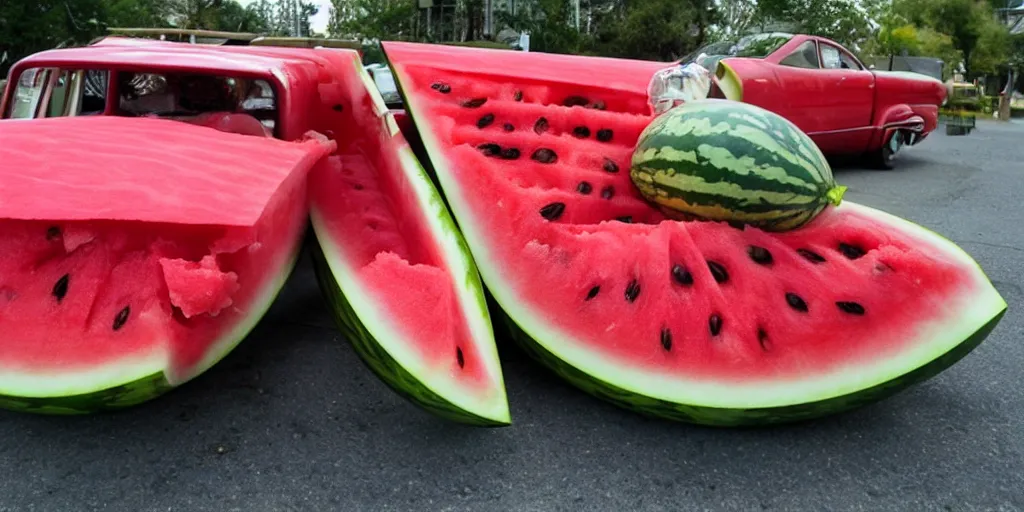 Prompt: watermelon car