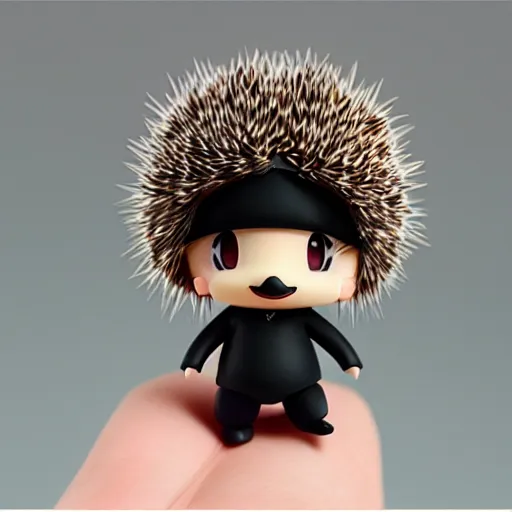 Prompt: high quality portrait flat matte painting of cute Hedgehog body entwined with black fog, in the style of nendoroid and Toon , flat anime style, thick painting, medium close-up