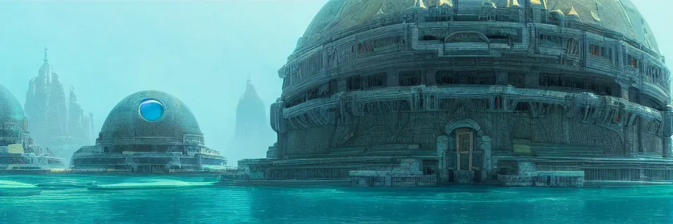 Prompt: a beautiful digital illustration of a sprawling domed underwater city by Bruce Pennington and beeple | cinematic | unreal engine | octane | photorealistic | horizontal symmetry