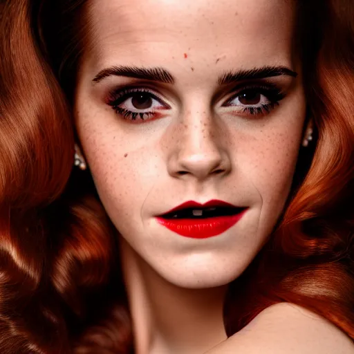 Prompt: Emma Watson as Jessica Rabbit, (Nikon D850, modelsociety, symmetric balance)