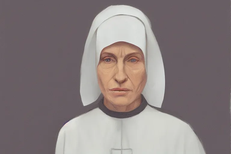 Prompt: nun portrait artwork by tim eitel