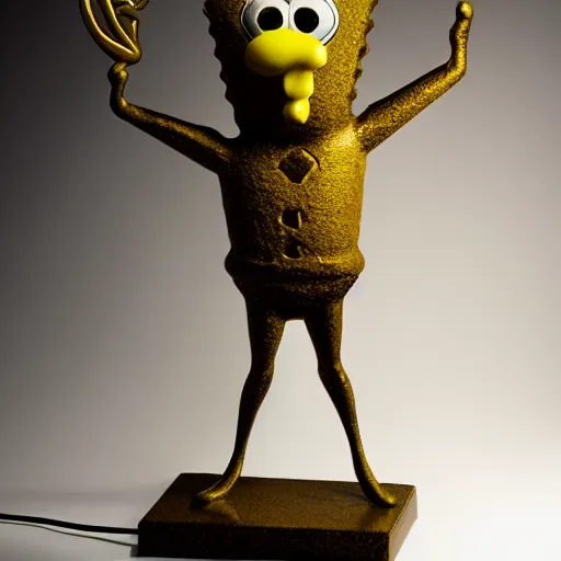 Image similar to a bronze statue of Spongebob Squarepants, studio lighting