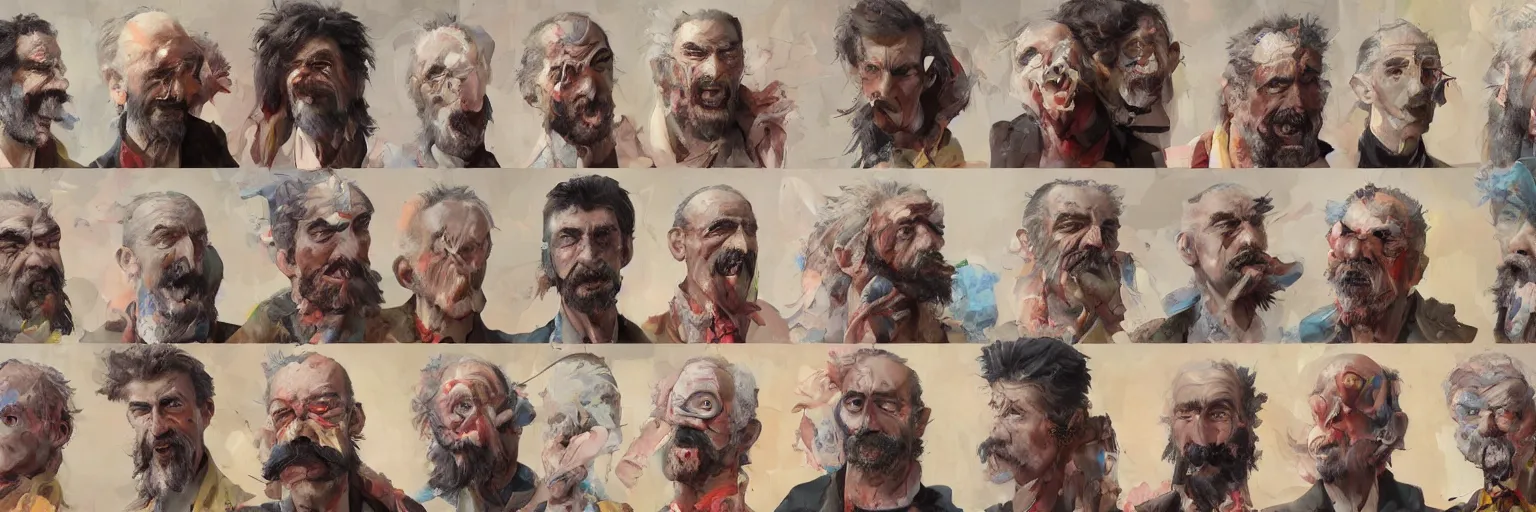 Prompt: colorful oil painting of character faces, realistic frank zappa turning into pizza, character sheet, fine details, concept design, contrast, kim jung gi, greg rutkowski and da vinci, 8 k, emotional, face turnaround 3 6 0, front view, back view, side view, ultra wide angle