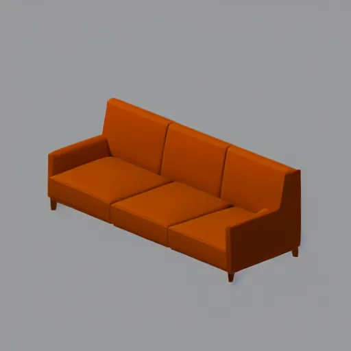 Prompt: couch, ultra low - poly 3 d model, rendered in octane, ambient occlusion