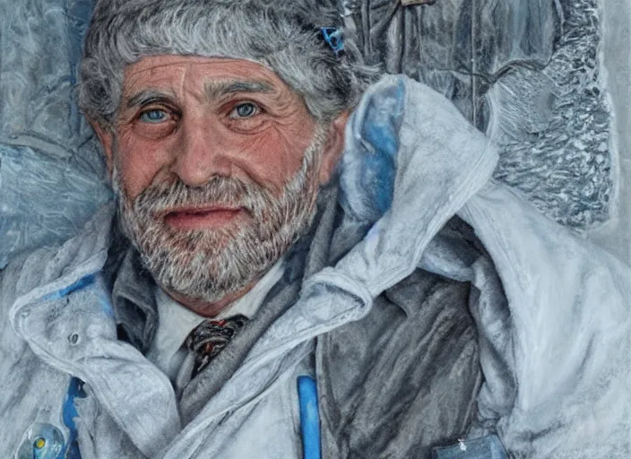 Prompt: a highly detailed freezing portrait of a dentist, james gurney, james jean