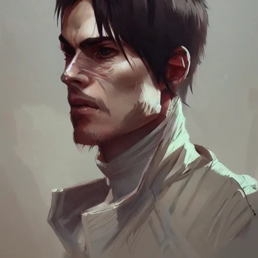 Prompt: portrait of a man by greg rutkowski, eren jaeger from attack on titan, he is about 2 0 years old, highly detailed portrait, digital painting, artstation, concept art, smooth, sharp foccus ilustration, artstation hq