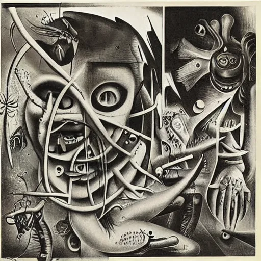 Image similar to a dadaist surrealist discordian subgenius collage of arachnophobia by max ernst, james gleeson, man ray, kurt schwitters, monochromatic source imagery, creepy, stygian, abyssal