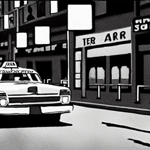 Image similar to taxi driver, a movie by martin scorsese, in a style of edward hopper