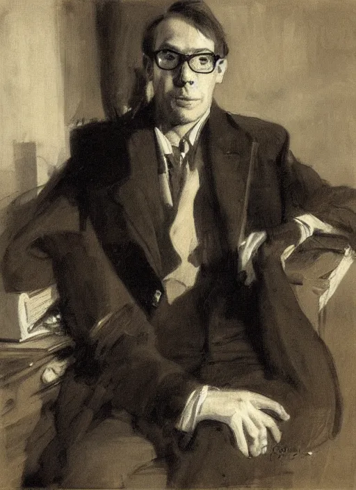 Prompt: portrait of me with glasses by anders zorn