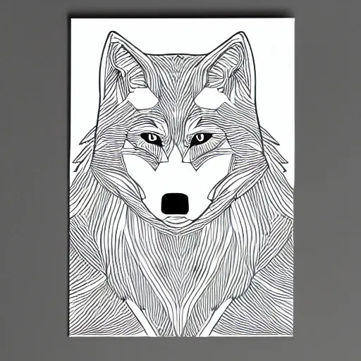 Image similar to wolf template base lineart, full-body view, simple, black and white, coloring book style, high quality, HD, 8K
