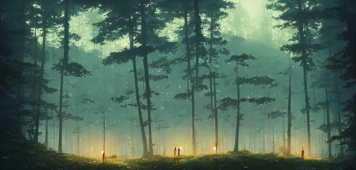 Prompt: landscape, by hayao miyazaki, by ismail inceoglu, by maria sibylla merian, illustration, bokeh, cinematic, filmic, glamor shot, cinematic lighting, ray tracing reflections, rtx, woodland, cinematic