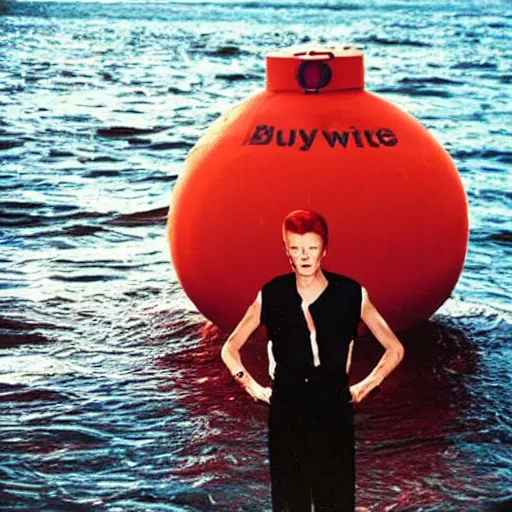 Prompt: david bowie as a buoy