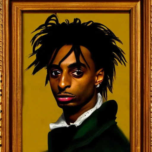 Image similar to a portrait of Playboi Carti in the style of Francisco Goya, dark, creepy, high contrast, nihilistic