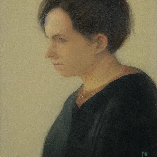 Image similar to portrait of dani by nicolas uribe, muted colors