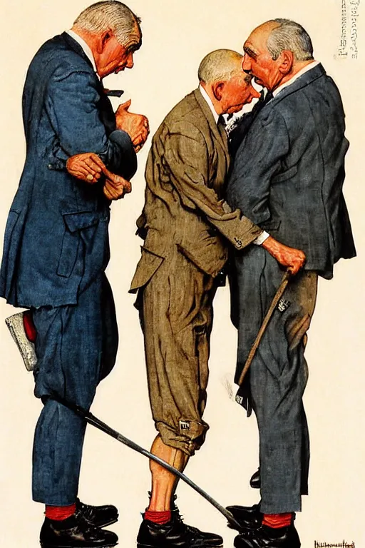 Image similar to the three stooges painted by norman rockwell