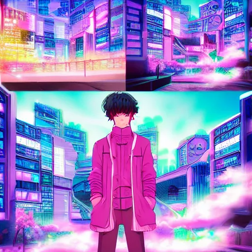 Image similar to vaporwave cyberpunk photorealistic pokemon pallet town