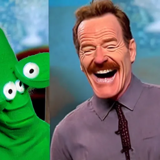 Image similar to bryan cranston maniacally laughing as gumby from looney tunes apophasis