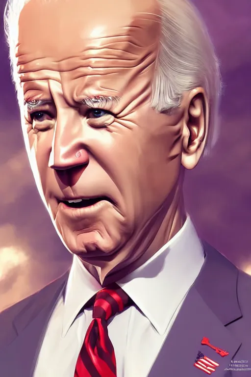 Image similar to joe biden reaction meme, full face, anime, fantastic details, pixiv, hyperdetailed unreal engine, stanley artgerm lau, wlop, rossdraws, james jean marc, simonetti ruan jia and mandy jurgens and artgerm and sakimichan, illustration, digital art, concept art, manga cover