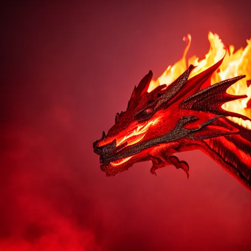 Image similar to photo of dragon with red skin, fire, 4 k