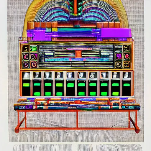 Image similar to Synthesiser designed by Paul laffoley, high detail photorealistic psychedelic