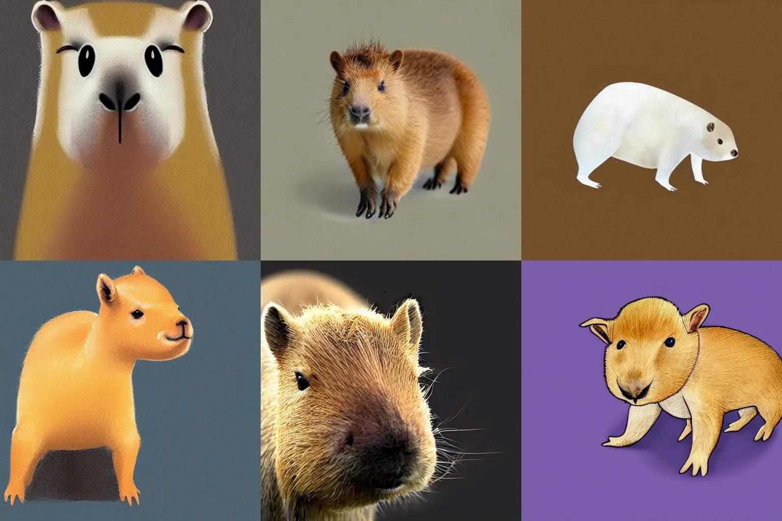 Prompt: miniature capybara, digital art, simple, cute, white background