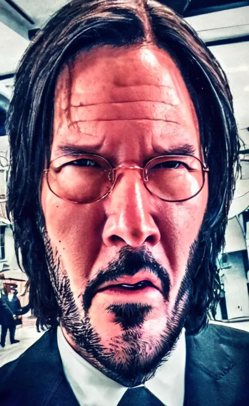 Prompt: img _ 0 1 2 4. jpg. candid john wick selfie. snapchat, instagram, hashtags