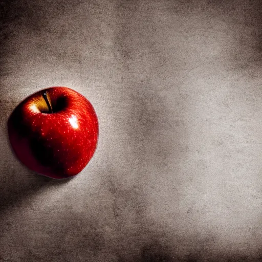 Image similar to photo a red apple on a white table, cinematic lighting, moody, bright tones, highly detailed