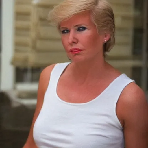 Prompt: Donald trump as a woman in a tank top