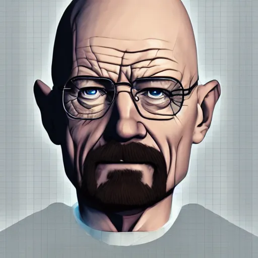 Image similar to Walter White anime portrait, mattepainting concept pixar maya engine on stylized background splash comics global illumination lighting artstation lois van baarle, ilya kuvshinov, rossdraws