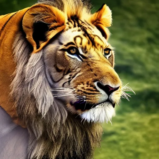 Image similar to Photo of a hybrid of a lion and a tiger