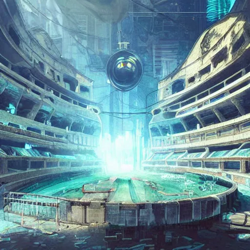 Image similar to cyberpunk underwater colosseum