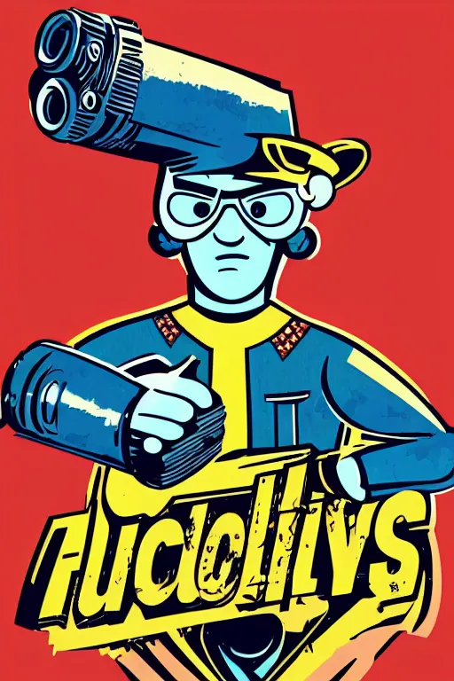 Image similar to fallout 7 6 retro futurist illustration art by butcher billy, sticker, colorful, illustration, highly detailed, simple, smooth and clean vector curves, no jagged lines, vector art, smooth andy warhol style