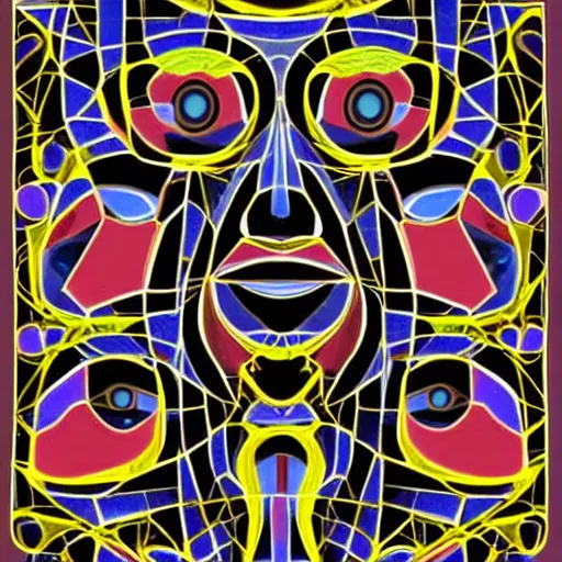 Image similar to Face that is partially made up of different geometric shapes. The shapes could be arranged in such a way that they resemble the features of the face.