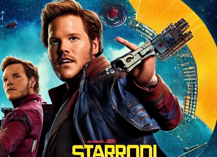 Image similar to a very high resolution image from a new movie, starlord. in a room full of posters and vinyls. mountains, directed by wes anderson