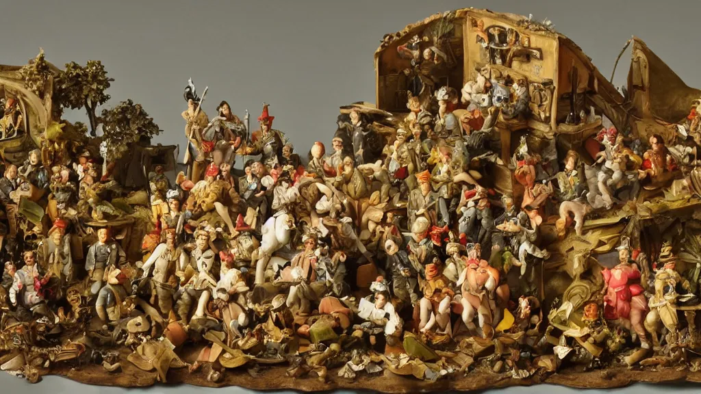 Image similar to rococo militaristic sausage diorama