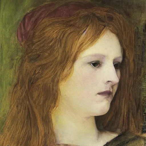 Image similar to potrait of Elizabeth Siddal , Ophelia, John Everett Millais , highly detailed, sharp focus