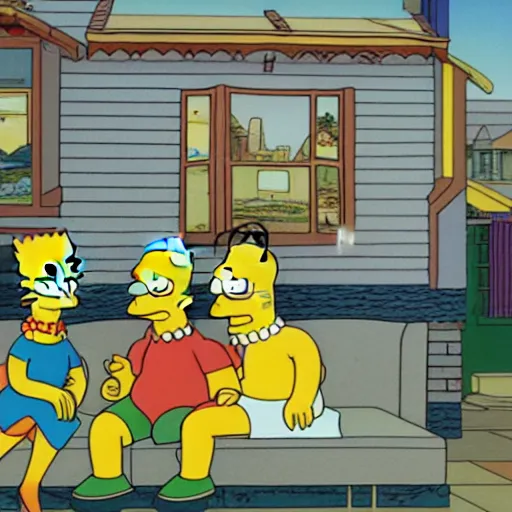 Image similar to photograph of the simpsons, 5 0 mm color photography