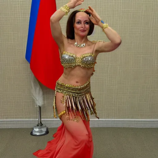 Image similar to russian president putin as a belly dancer