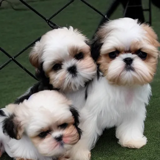 Image similar to 1 0 cute shih tzu puppies in a playground